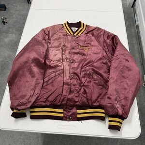 Vintage Hennessy Satin Bomber Jacket Burgundy‎ Mens L